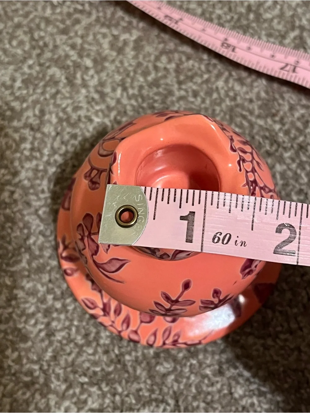 Anthropologie Floral Ceramic Candle Holders in Coral (Set of 2)